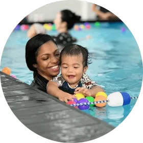 Parent and baby in a Marsden infant swim class